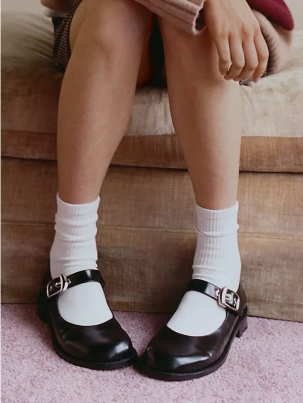 Dot  Mary Jane Mules with Buckle Detail black leather